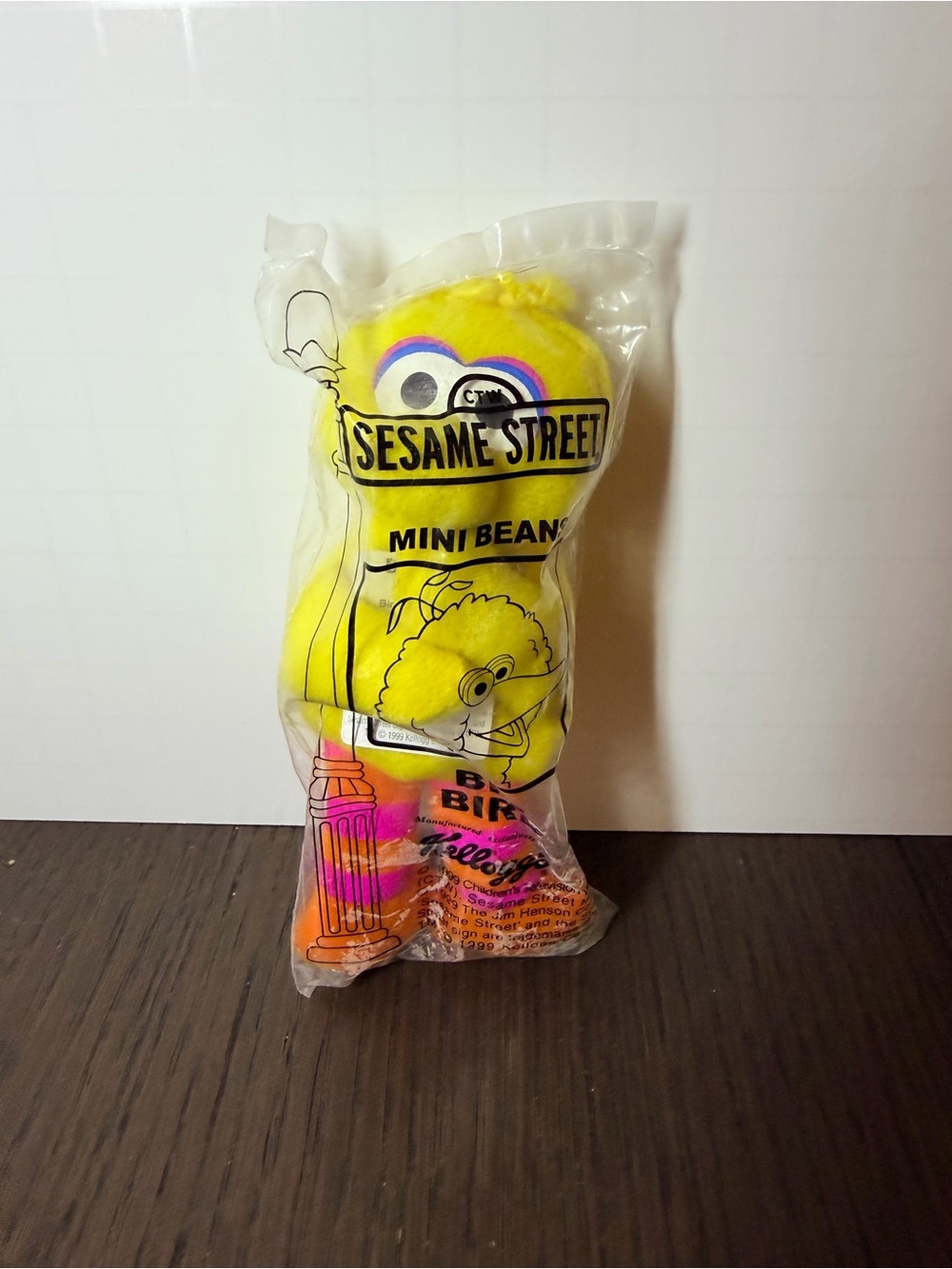 Sealed Sesame Street Plush Mini Bean Big Bird from 1999 Kelloggs Cereal Giveaway